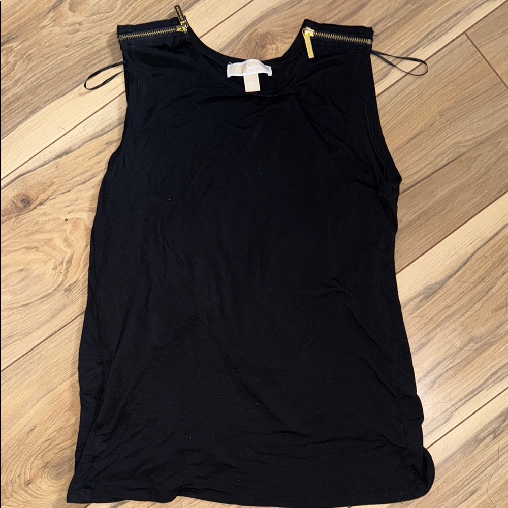 MICHAEL Michael Kors Draped Back Zip Shoulder Tank Top